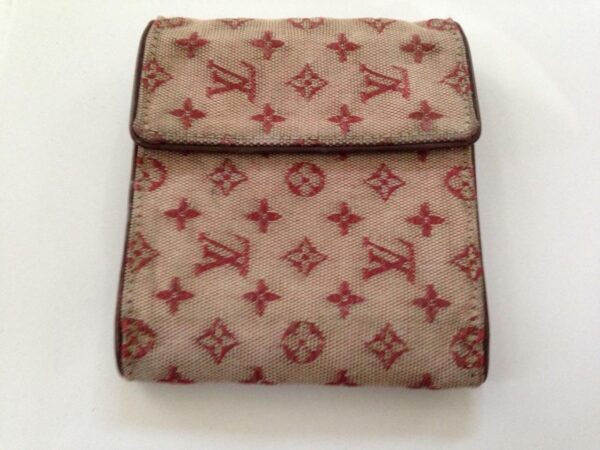 Authentic Louis Vuitton Min Lin- Red Canvas Compact Bifold Wallet 5in x 4in