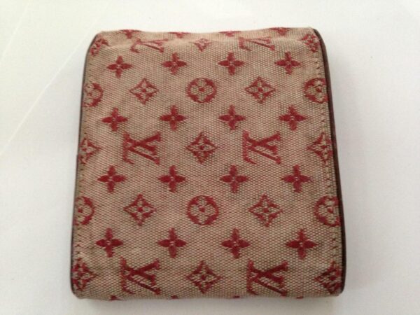 Authentic Louis Vuitton Min Lin- Red Canvas Compact Bifold Wallet 5in x 4in