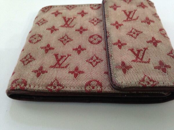 Authentic Louis Vuitton Min Lin- Red Canvas Compact Bifold Wallet 5in x 4in