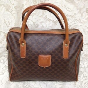 Celine, Paris, Italy Brown Macadam Speedy Style 25 Handbag 10in x 8in x 5.5in