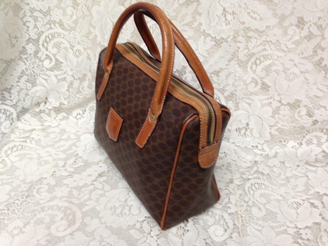 Celine, Paris, Italy Brown Macadam Speedy Style 25 Handbag 10in x 8in x 5.5in