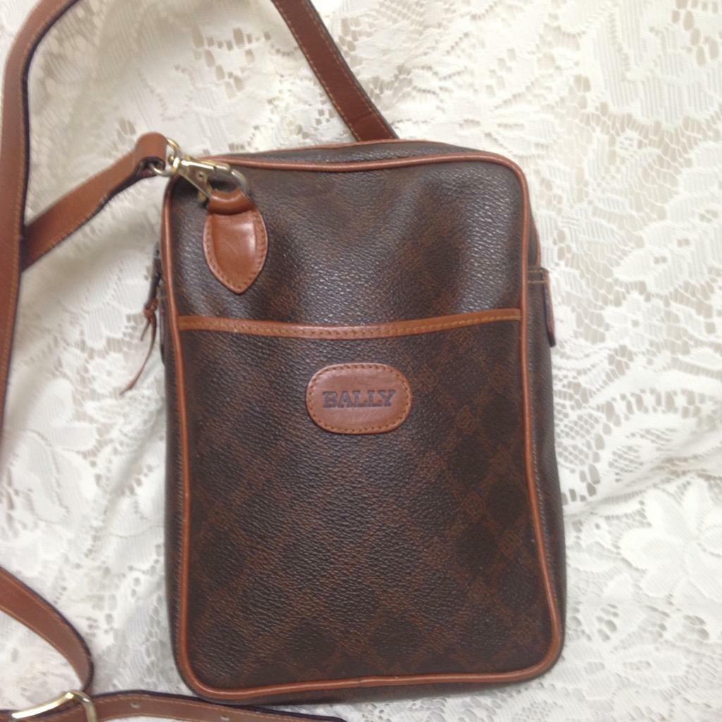 Bally Brown Coated Canvas-Leather Trim Crossbody 8in x 6in x 2in