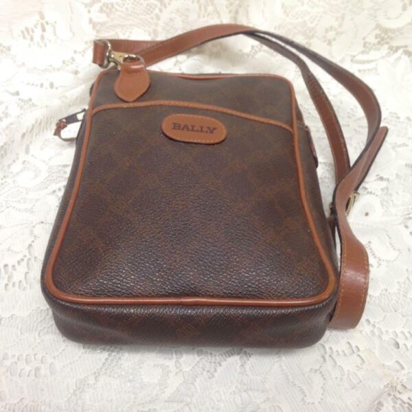 Bally Brown Coated Canvas-Leather Trim Crossbody 8in x 6in x 2in