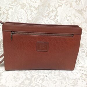 Authentic Burberry, Tan-Brown Leather Mens Clutch-Wristlet 11in x 8in x 2in