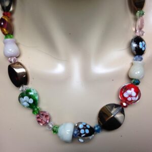 Stunning, Chunky Multi Color Murano Glass Beads, 20in Beaded Necklace