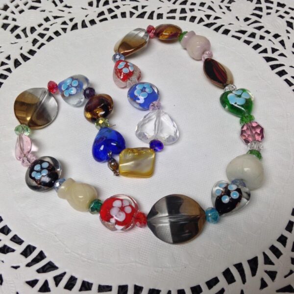 Stunning, Chunky Multi Color Murano Glass Beads, 20in Beaded Necklace