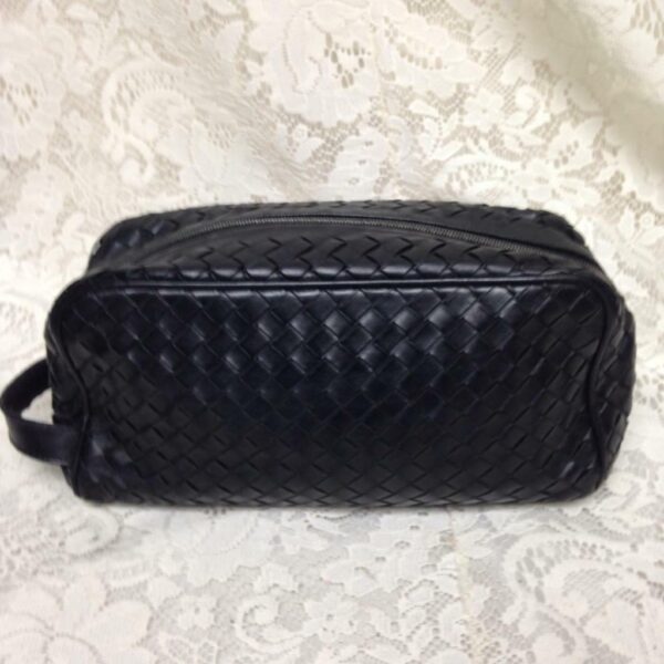 Vintage, Bottega Veneta, Black Leather Pouch 10in x 4.5in x 3in