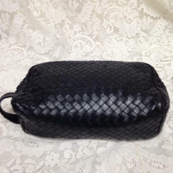 Vintage, Bottega Veneta, Black Leather Pouch 10in x 4.5in x 3in