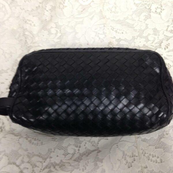 Vintage, Bottega Veneta, Black Leather Pouch 10in x 4.5in x 3in