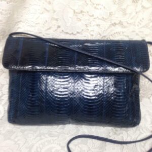 Elegant, Giani Bernini, Dark Blue Genuine Snakeskin Clutch Crossbody 12in x 9in