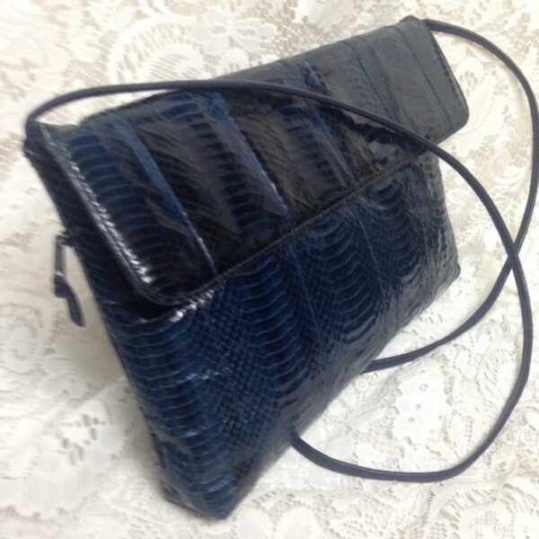 Elegant, Giani Bernini, Dark Blue Genuine Snakeskin Clutch Crossbody 12in x 9in