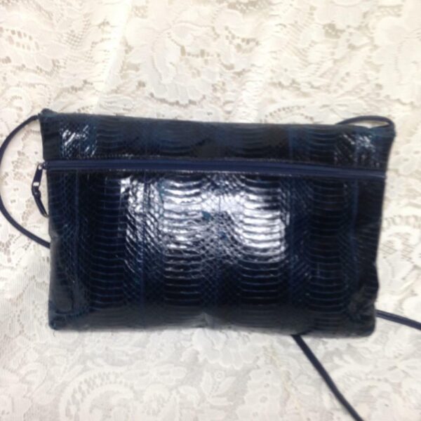 Elegant, Giani Bernini, Dark Blue Genuine Snakeskin Clutch Crossbody 12in x 9in