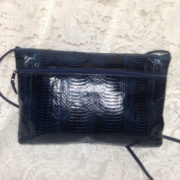 Elegant, Giani Bernini, Dark Blue Genuine Snakeskin Clutch Crossbody 12in x 9in