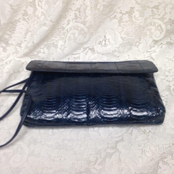 Elegant, Giani Bernini, Dark Blue Genuine Snakeskin Clutch Crossbody 12in x 9in