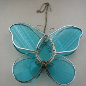 Wonderful, Hanging Blue Glass Butterfly Tea Light or Candle Light