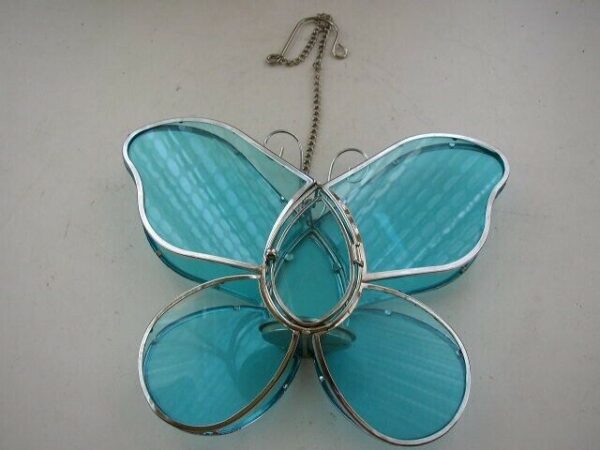 Wonderful, Hanging Blue Glass Butterfly Tea Light or Candle Light