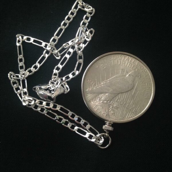 Antique 1924 Silver Dollar Coin Pendant with 18in 925 Silver Chain Necklace