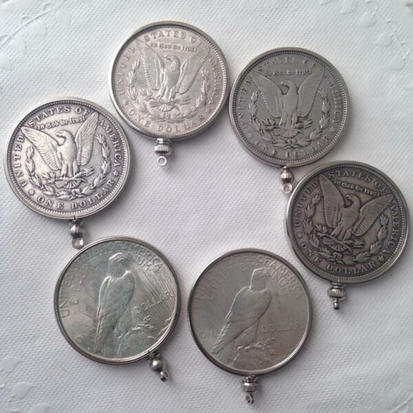 Antique 1924 Silver Dollar Coin Pendant with 18in 925 Silver Chain Necklace