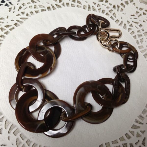 Beautiful, Chunky, Round Chocolate Brown-Tortoise 22in Necklace