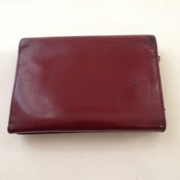 Authentic, Gucci Burgundy Enamel Tri-fold Wallet 5.5in x 4in