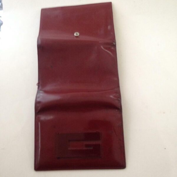 Authentic, Gucci Burgundy Enamel Tri-fold Wallet 5.5in x 4in