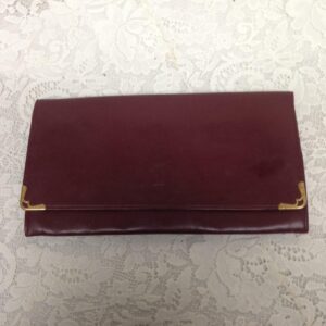 Authentic, Cartier Burgundy Leather 2-way Clutch- 11in x 6in (2T0621)