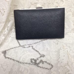 Black Boxy Evening Clutch-Crossbody Purse- 8in x 5in x 1.5in