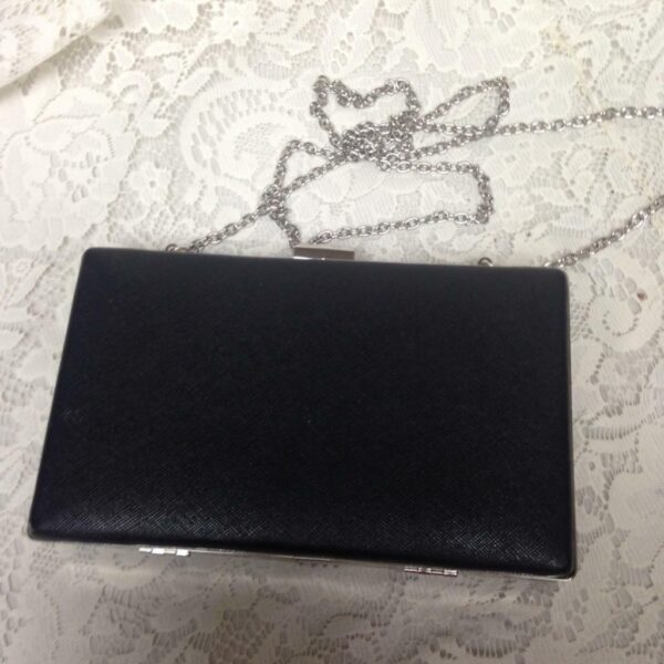 Black Boxy Evening Clutch-Crossbody Purse- 8in x 5in x 1.5in