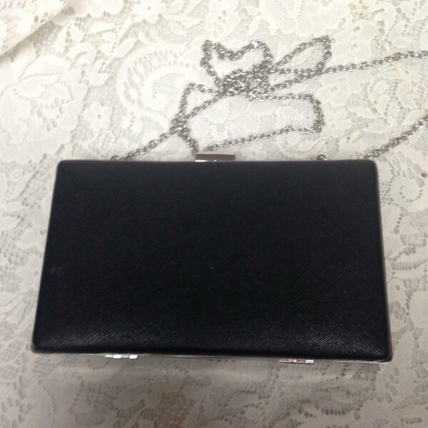 Black Boxy Evening Clutch-Crossbody Purse- 8in x 5in x 1.5in