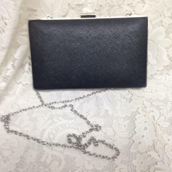 Black Boxy Evening Clutch-Crossbody Purse- 8in x 5in x 1.5in