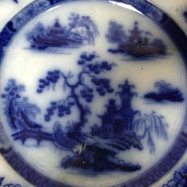 Antique,Rare,Wegdwood Chapoo,Variant Flow Blue Willow,10.5in Wall Display Plate