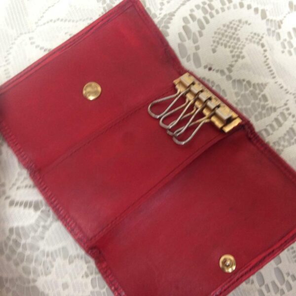 Authentic, Louis Vuitton, Red Epi Leather 4-Hooks Key Case 4.25in x 2.25in