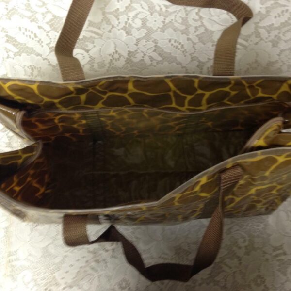 Ore, Large, Brown , Animal Print, Nylon Purse Handbag 17in x 12in x 7in