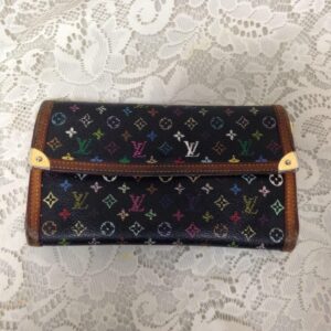 Authentic, Rare, Louis Vuitton Black Mono Tri-Fold -Zip Wallet 7.5in x 4.5in