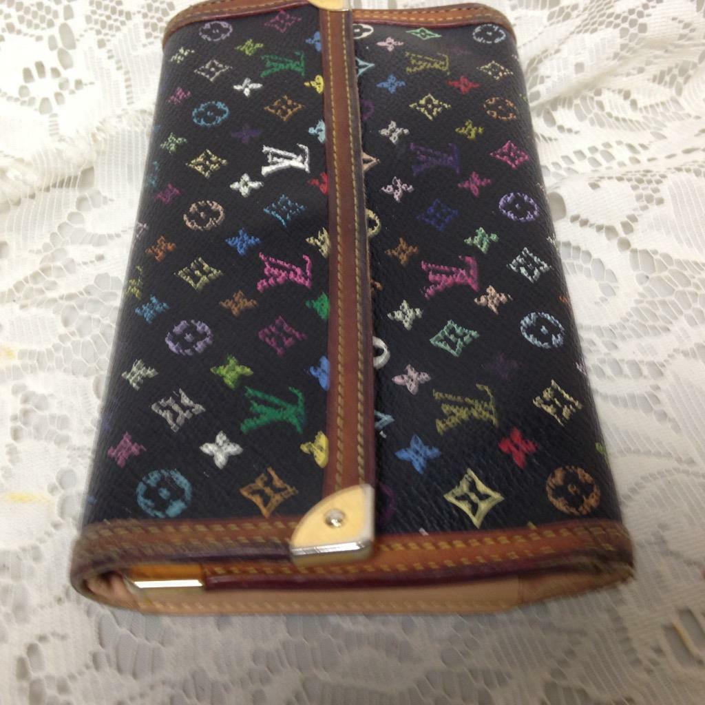 Authentic, Rare, Louis Vuitton Black Mono Tri-Fold -Zip Wallet 7.5in x 4.5in