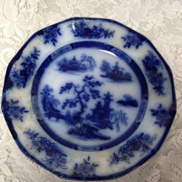 Antique,Rare,Wegdwood Chapoo,Variant Flow Blue Willow,10.5in Wall Display Plate