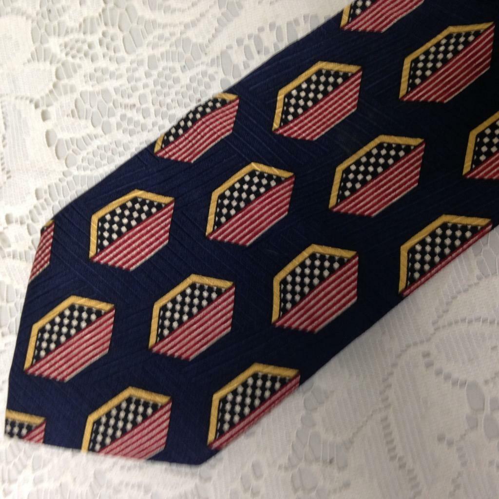 LDM, Italy, Abstract USA Flag Silk Neck Tie 57in x 4in