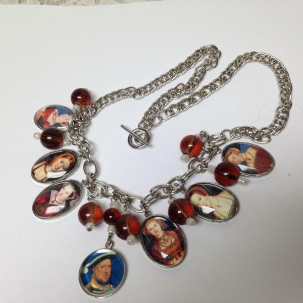 Vintage, Rare, Henry VIII and His Ladies, Charm-Pendant 20in Chain Necklace