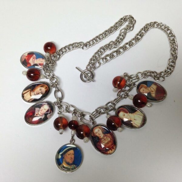 Vintage, Rare, Henry VIII and His Ladies, Charm-Pendant 20in Chain Necklace