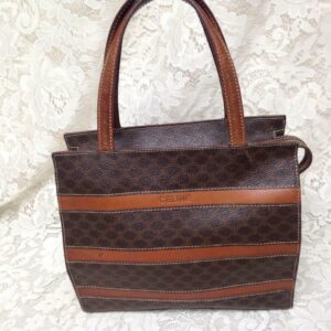 Celine, Paris, Italy Brown Macadam Small Tote-Handbag 10in x 9in x 2.5in