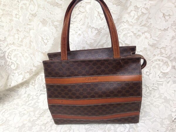 Celine, Paris, Italy Brown Macadam Small Tote-Handbag 10in x 9in x 2.5in