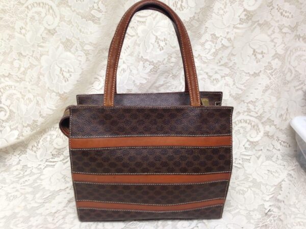 Celine, Paris, Italy Brown Macadam Small Tote-Handbag 10in x 9in x 2.5in