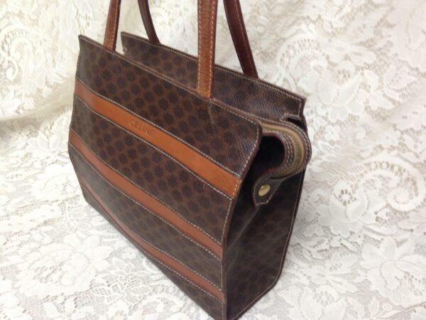 Celine, Paris, Italy Brown Macadam Small Tote-Handbag 10in x 9in x 2.5in