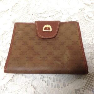 Authentic, Celine, Brown Canvas- Leather, Compact Bi-fold Wallet 4in x 5in