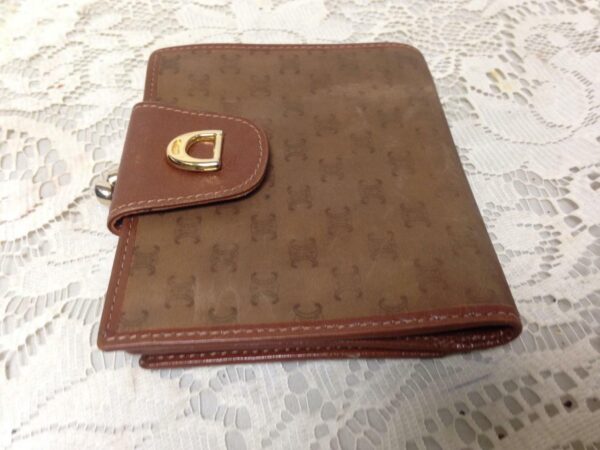 Authentic, Celine, Brown Canvas- Leather, Compact Bi-fold Wallet 4in x 5in