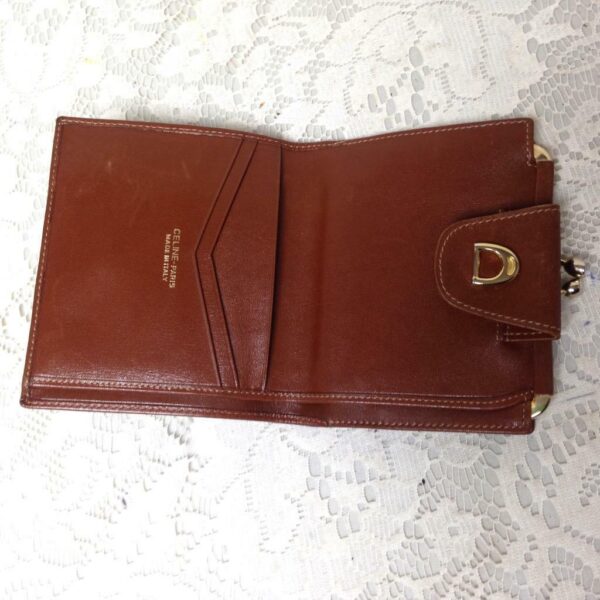 Authentic, Celine, Brown Canvas- Leather, Compact Bi-fold Wallet 4in x 5in