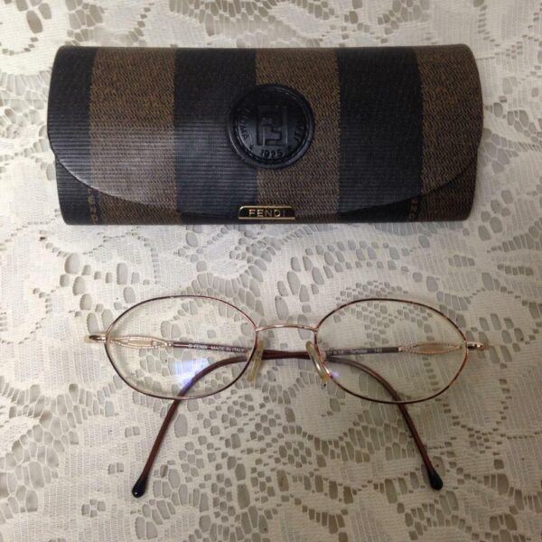 Fendi, Gold Eye Glass Frame with Original Case