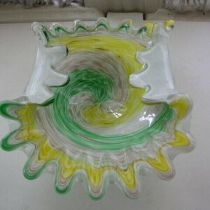 Fabulous, Ruffled, Cased Colorful Art Glass Vase or Bowl