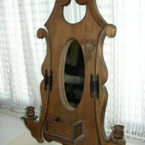 Vintage, Country Wooden Vanity Mirror with Candle Stand