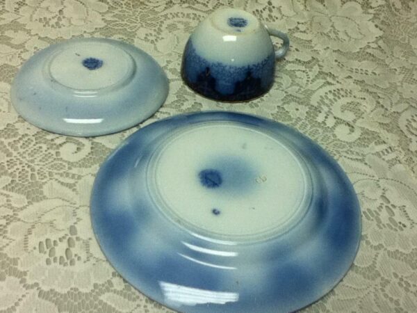 Antique, 3-pc Set, Made in Germany Flow Blue , Plate, Cup and Saucer